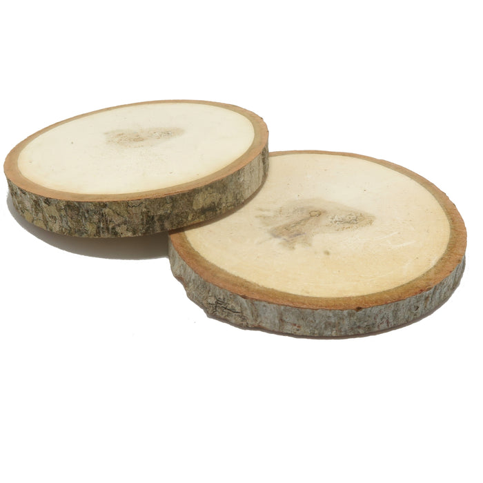 Wood Charger Pair 2 Round Crystal Display Slices