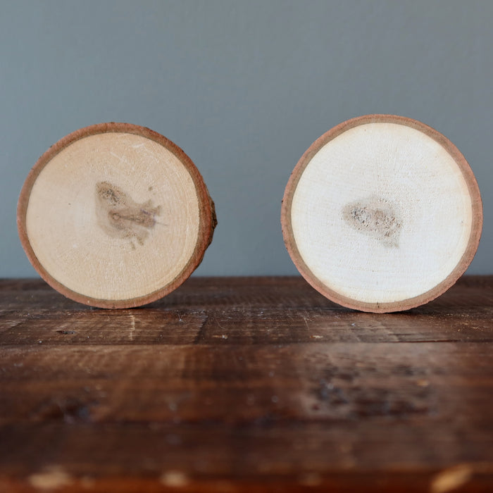 Wood Charger Pair 2 Round Crystal Display Slices