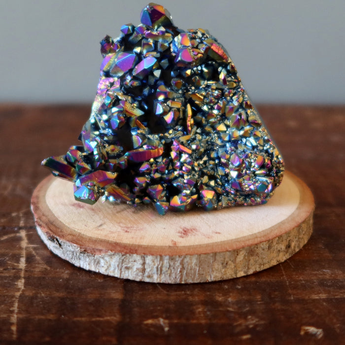 Wood Charger Pair 2 Round Crystal Display Slices