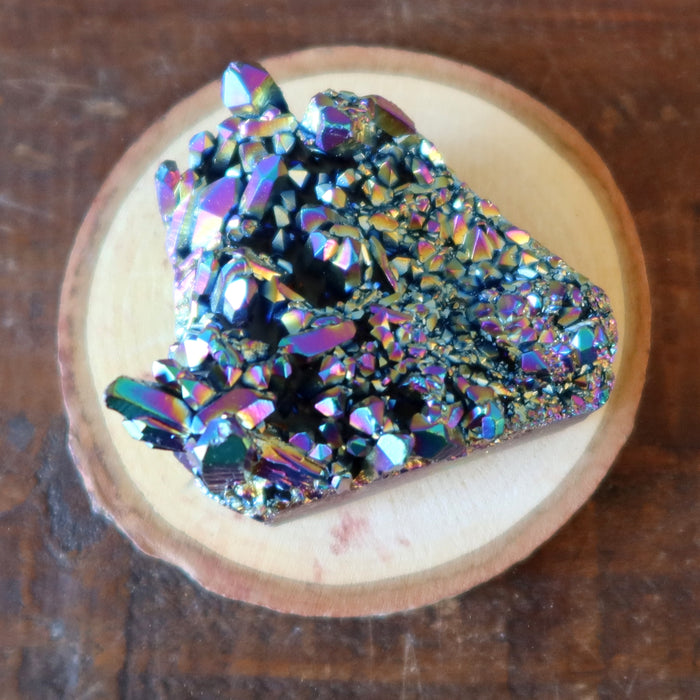 Wood Charger Pair 2 Round Crystal Display Slices