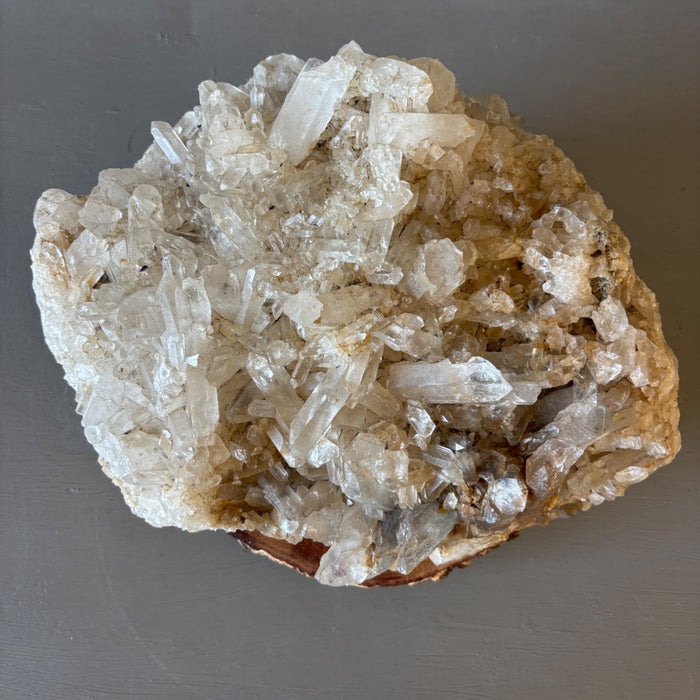 Clear Quartz Cluster Giant 31.5 Lbs Crystal Showpiece Wood Stand