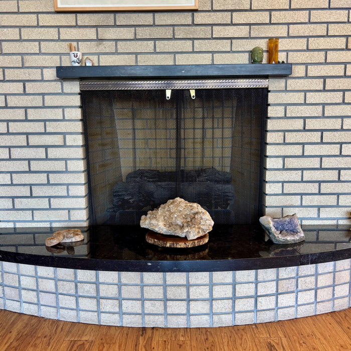 Clear Quartz Cluster Giant 31.5 Lbs Crystal Showpiece Wood Stand