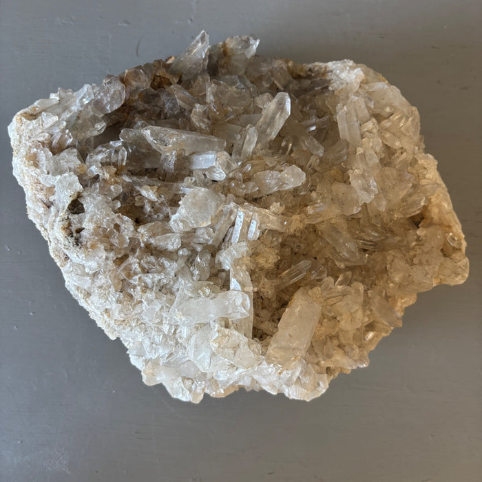 Clear Quartz Cluster Giant 31.5 Lbs Crystal Showpiece Wood Stand