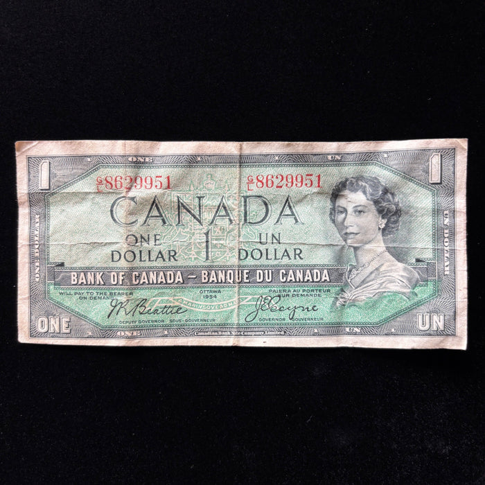 Vintage Banknote Canada 1 Dollar 1954 Queen Elizabeth II Saskatchewan Currency
