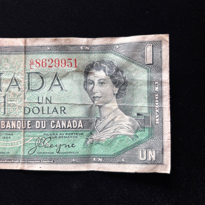 Vintage Banknote Canada 1 Dollar 1954 Queen Elizabeth II Saskatchewan Currency