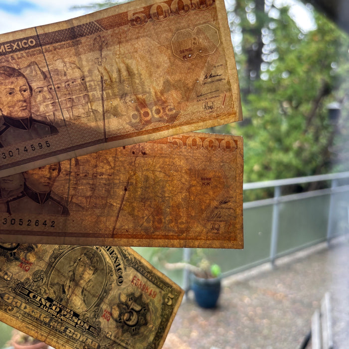 Vintage Banknote Lot Mexico 5, 5000 Pesos War Heroes Angel Independencia Set