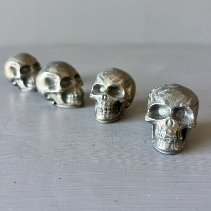Pyrite Crystal Skulls Set of 4 Hand-Carved Natural Realistic Gems
