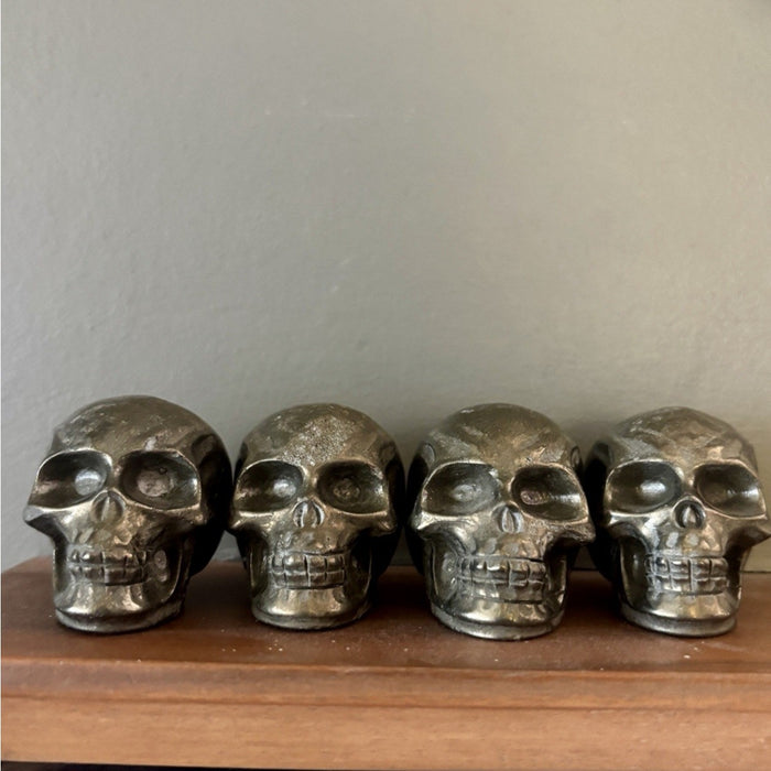 Pyrite Crystal Skulls Set of 4 Hand-Carved Natural Realistic Gems