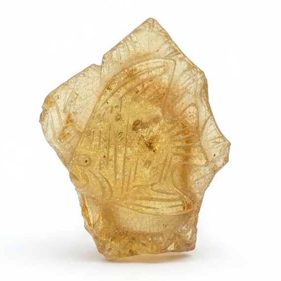 Copal Amber Fish Carving Honey Yellow Animal Figurine