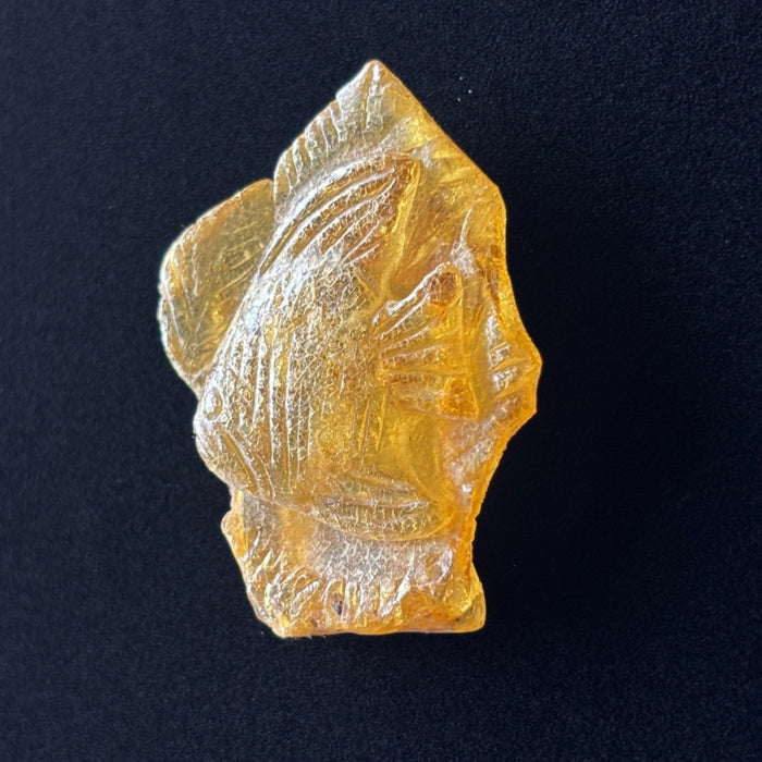 Copal Amber Fish Carving Honey Yellow Animal Figurine