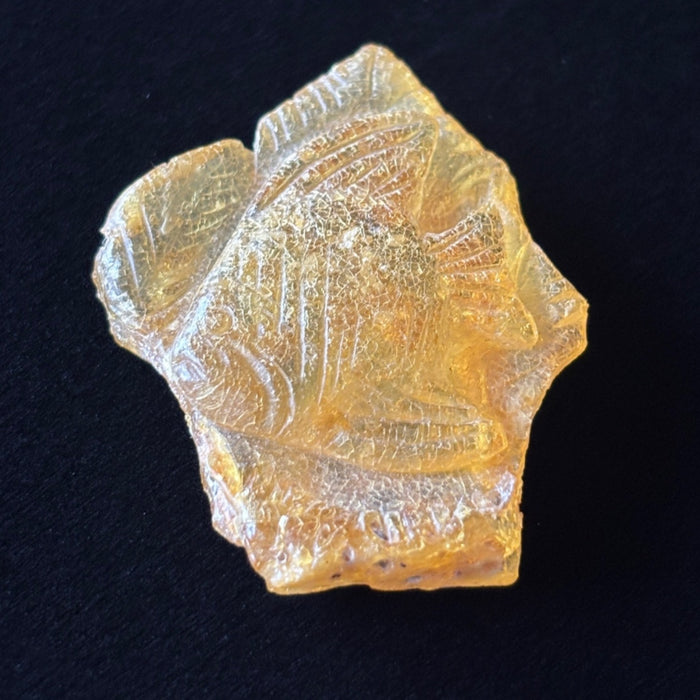 Copal Amber Fish Carving Honey Yellow Animal Figurine