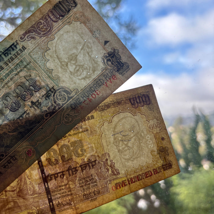 Vintage Banknote Lot India 100, 500 Rupees 1998 Gandhi Watermark Reddy History