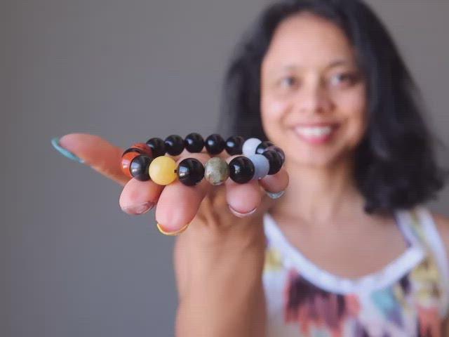 video about rainbow obsidian chakra bracelet