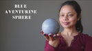 video on blue aventurine sphere