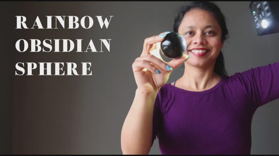 video on rainbow obsidian sphere