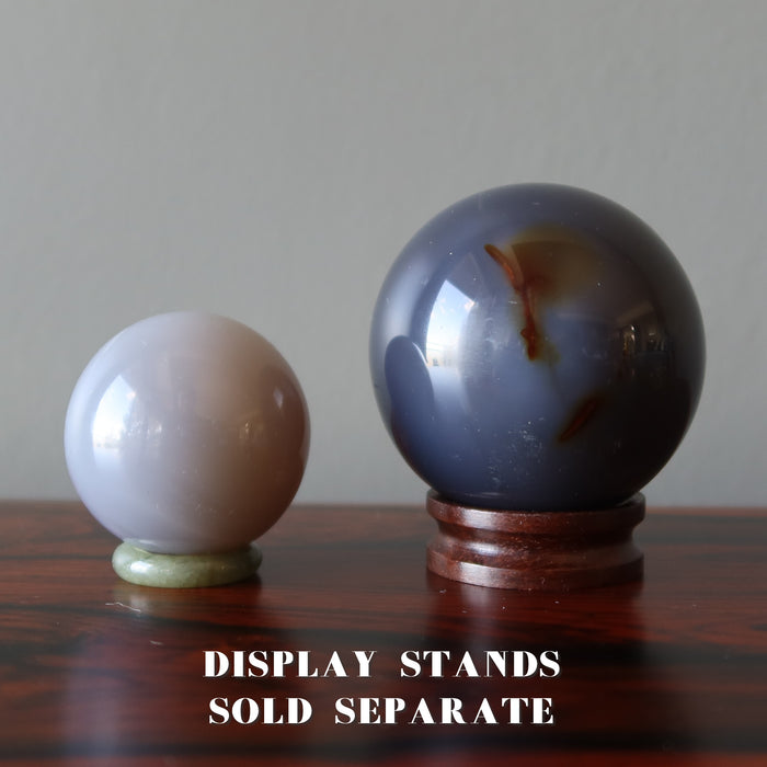 blue lace agate spheres on ball stands