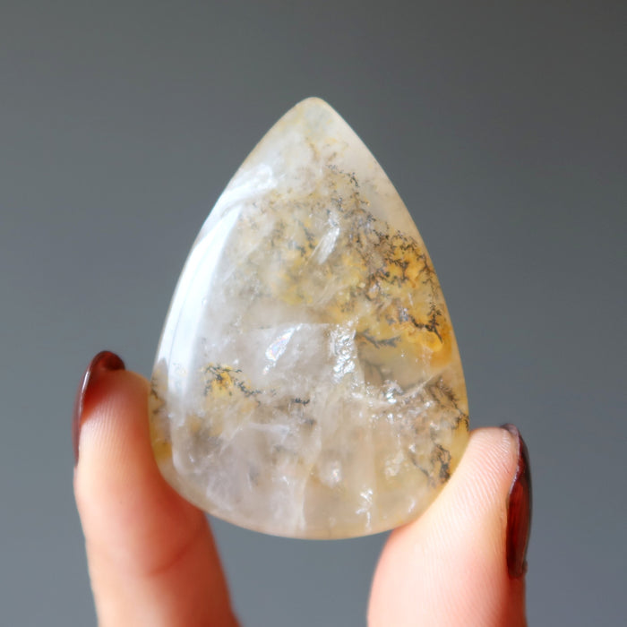 Dendritic Agate Pocket Stone Cabochon Sun Drop