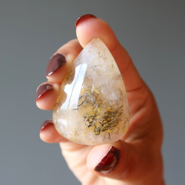 Dendritic Agate Pocket Stone Cabochon Sun Drop