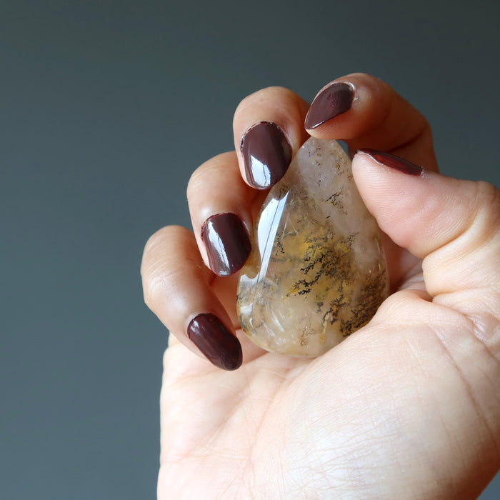 Dendritic Agate Pocket Stone Cabochon Sun Drop