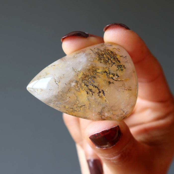 Dendritic Agate Pocket Stone Cabochon Sun Drop