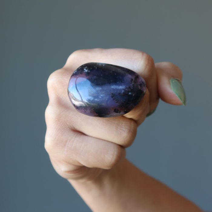 purple dendritic agate ring