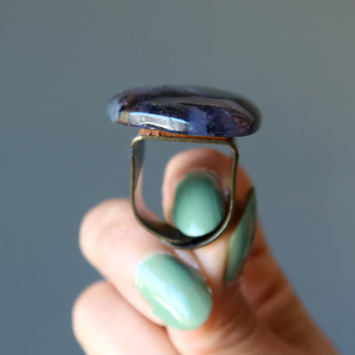 purple dendritic agate rings