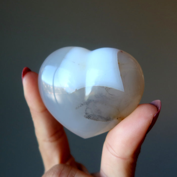 white agate heart