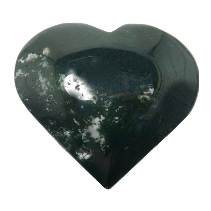 Moss Agate Heart Dark Green Gift Friendship Crystal