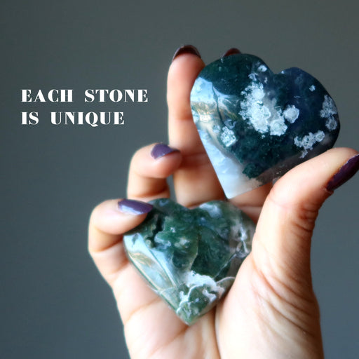 moss agate hearts