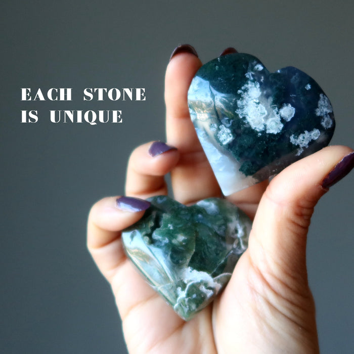 moss agate hearts