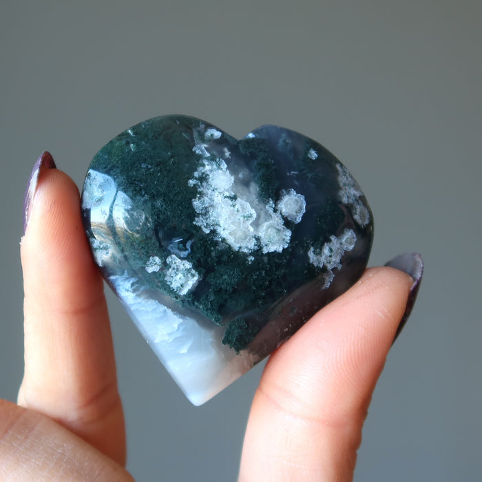 moss agate heart