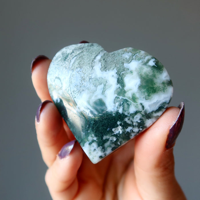 moss agate heart