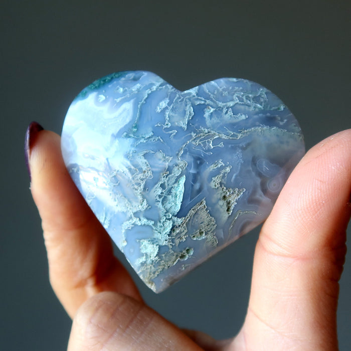 light moss agate heart