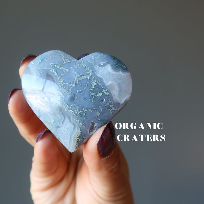 light moss agate heart