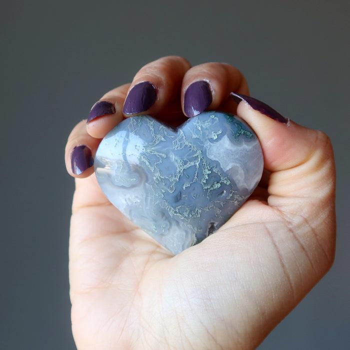 light moss agate heart