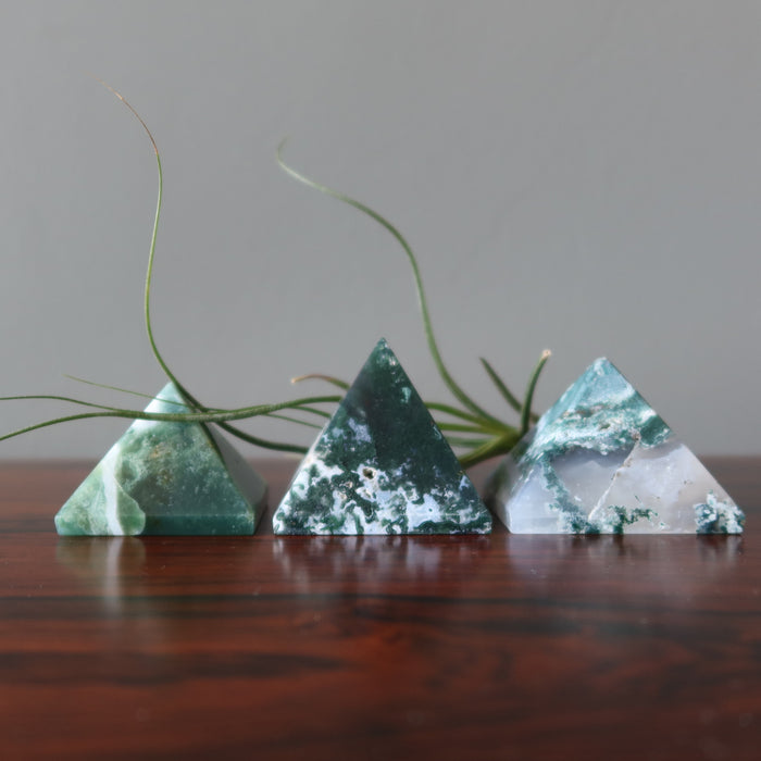 moss agate pyramids