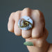 moss agate wire wrapped ring