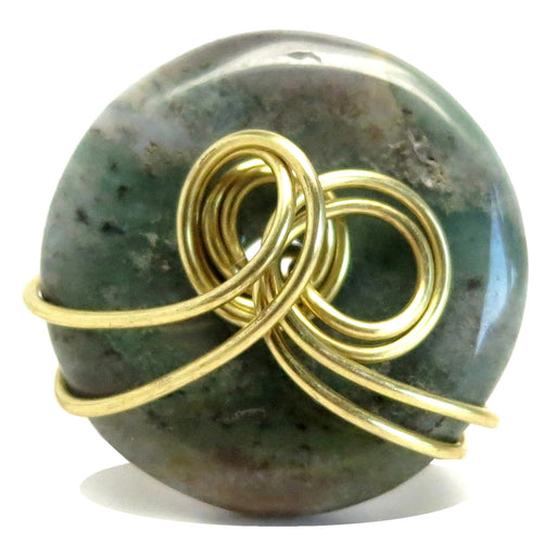 moss agate gold wire ring