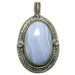 blue lace agate oval sterling silver pendant