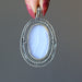 blue lace agate oval sterling silver pendant