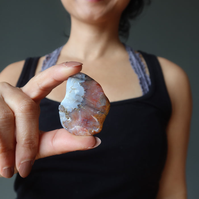 Red Agate Pendant Rough Tumble Bolo Charm