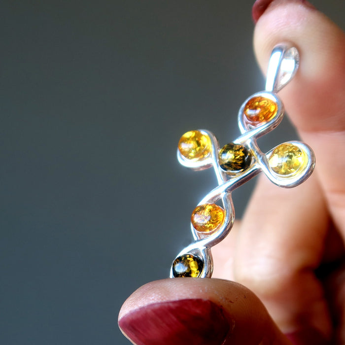 Amber Cross Pendant 