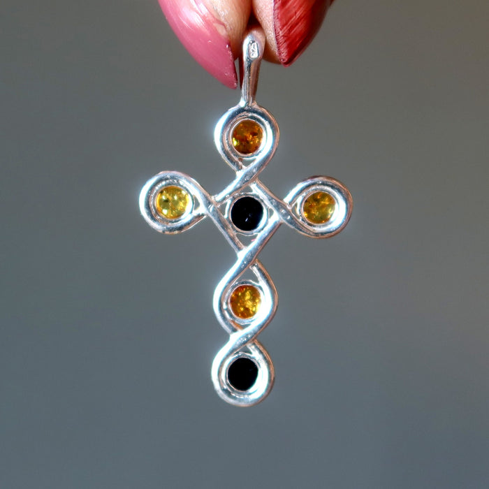 Amber Cross Pendant 
