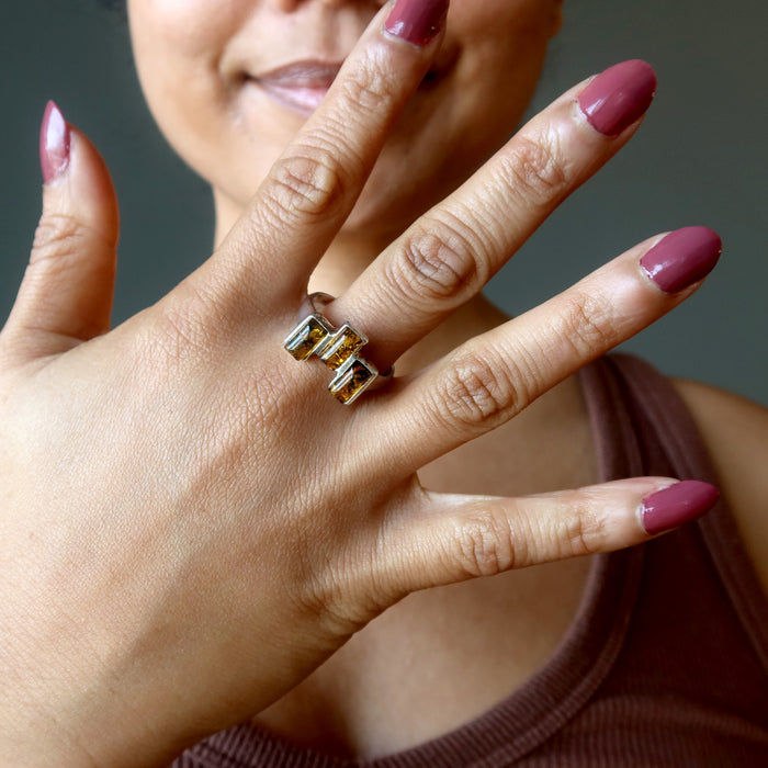 Rectangular Amber Ring 
