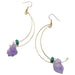 Bliss Purple Green Gold Dangle Amethyst Malachite Earrings