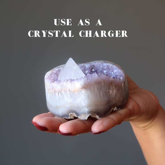 violet amethyst heart cluster use as a crystal charger