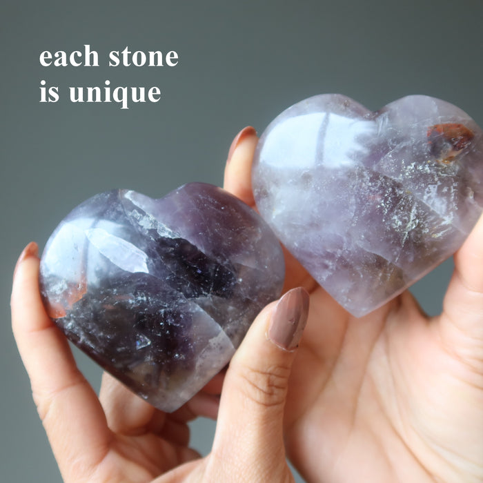 amethyst crystal hearts