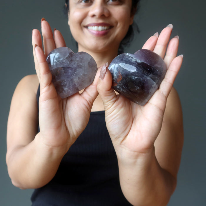 amethyst crystal hearts