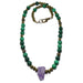 raw amethyst malachite beaded necklace
