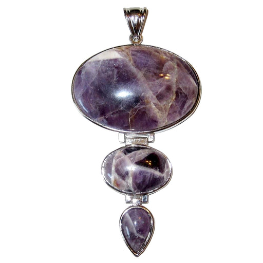 4"H x2"W x0.4"D Triple Purple Amethyst Pendant  